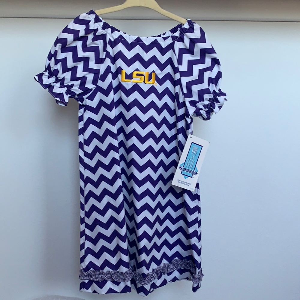 LSU Ruffle Chevron A-Line Dress- Size 4T